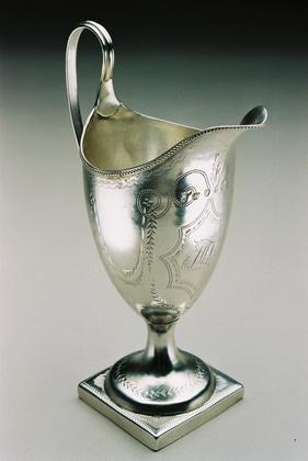 Georgian Silver Helmet Creamer - Bright Cut