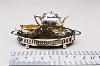 Miniature 4 piece silver tea service