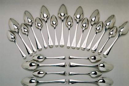 Set of 24 spoons (12 tablespoons and 12 dessertspoons), Old English pattern