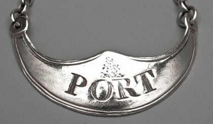 Bateman Silver Port Wine Label - Crescent, Armorial