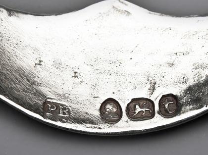 Bateman Silver Port Wine Label - Crescent, Armorial