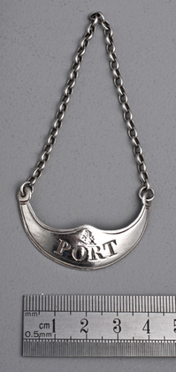 Bateman Silver Port Wine Label - Crescent, Armorial