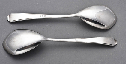 Art Deco German Silver Serving Spoons (Pair) - Lutz & Weiss