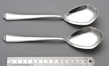 Art Deco German Silver Serving Spoons (Pair) - Lutz & Weiss