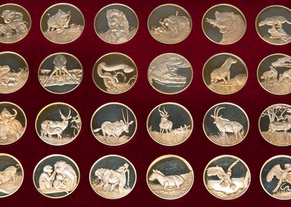 Wildlife Society 50th Anniversary Silver Gilt Medallion Set (24 medallions in original box)