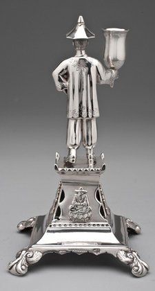 Portuguese Antique Silver Toothpick Holder - Porto, Chinese Figure