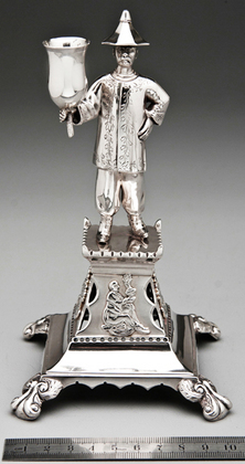 Portuguese Antique Silver Toothpick Holder - Porto, Chinese Figure