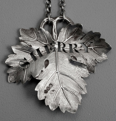 Cast Georgian Silver Sherry Vine Leaf Wine Label - Benjamin Smith