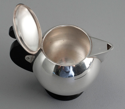 German Art Deco Silver & Bakelite Globe Teapot