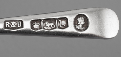 Liberty Sterling Silver Coronation Rat Tail Hanoverian Teaspoons (Set of 6) - British Hallmarks, London, Birmingham, Sheffield, Chester, Glasgow, Edinburgh -  British Hallmarks