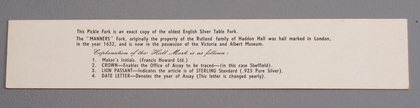 Silver 2 Pronged Notched Puritan Fork - Replica of Manners Fork, 1632