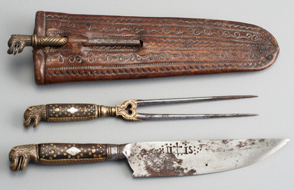 17th Century Traveling Knife and Fork Set - Leather Sheath