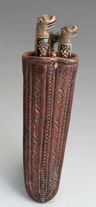 17th Century Traveling Knife and Fork Set - Leather Sheath