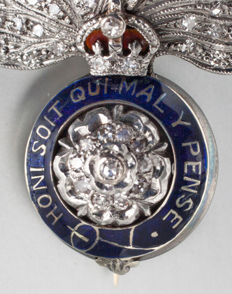 Royal Fusiliers City of London Regiment Diamond, Platinum, Gold and Enamel Sweetheart Brooch
