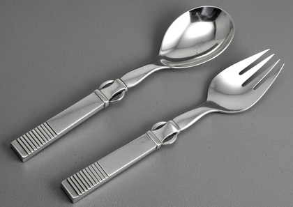 Georg Jensen Parallel or Relief #25 Salad or Vegetable Servers