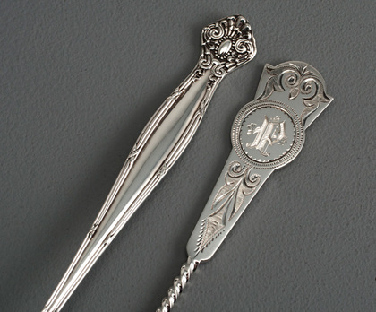 Antique American Sterling Silver Olive Spoon & Olive Fork - Towle Empire, Clark & Biddle