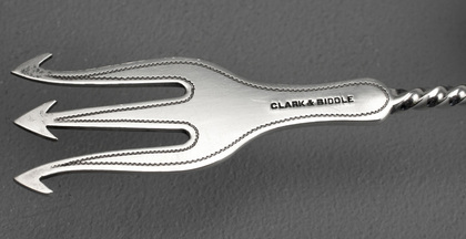 Antique American Sterling Silver Olive Spoon & Olive Fork - Towle Empire, Clark & Biddle