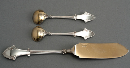 Gorham Sterling Silver Louis XIV Pickle Knife & Master Salt Spoons (Pair)