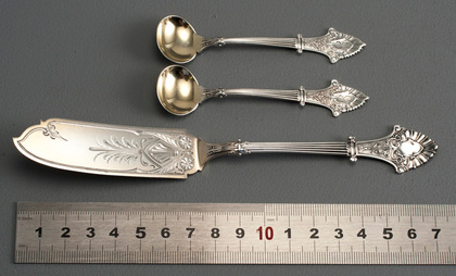 Gorham Sterling Silver Louis XIV Pickle Knife & Master Salt Spoons (Pair)