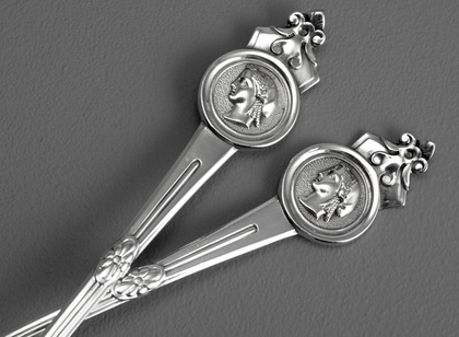 Gorham Medallion Sterling Silver Pastry Fork and Pickle Knife - Patent 1864