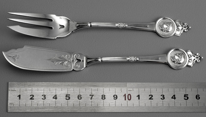 Gorham Medallion Sterling Silver Pastry Fork and Pickle Knife - Patent 1864