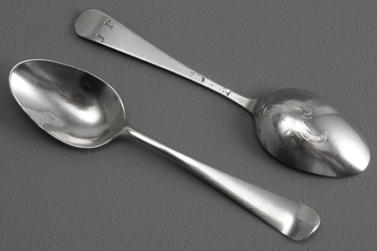 Miniature Hanoverian Silver Scroll Back (Fancy Back) Toy Spoons - William Pinder