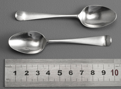 Miniature Hanoverian Silver Scroll Back (Fancy Back) Toy Spoons - William Pinder