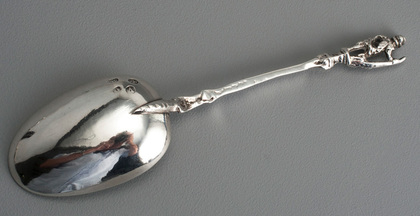 18th Century Dutch Silver Memorial or Figural Spoons (Two) - Amsterdam, Johannes Selling, Delft, Adriaen Brandt