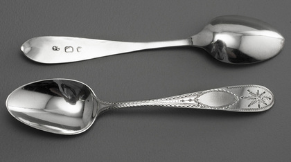 Irish Celtic Point Bright Cut Star Silver Teaspoons (Set of 6) - Dublin Star Cut Silver