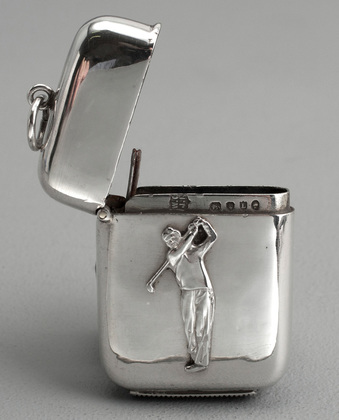 Victorian Silver Golfer Vesta Case (Match Safe) - Goldsmiths & Silversmiths