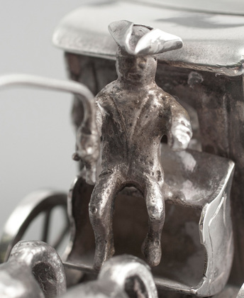 Dutch Antique Silver Miniature Horse and Carriage - Gebruder van Straten, Hoorn