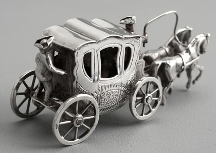 Dutch Antique Silver Miniature Horse and Carriage - Gebruder van Straten, Hoorn