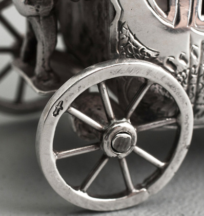Dutch Antique Silver Miniature Horse and Carriage - Gebruder van Straten, Hoorn
