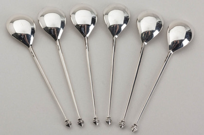 Dutch Silver Diamond Point Mocha Spoons (Set of 6) - Pyramid