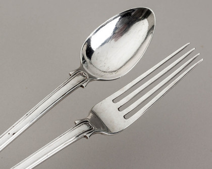 Rare Chinese Export Silver Long Handled Pickle Fork and Spoon - Khecheong