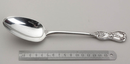 Scottish Antique Silver Private Die Tablespoon - Bartholomew Family Crest