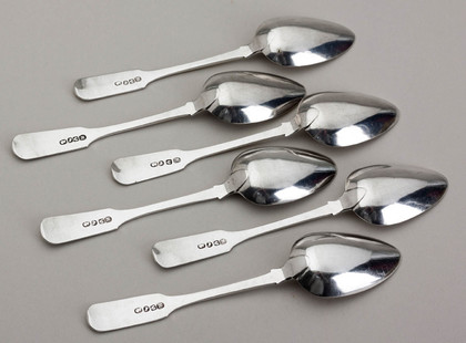 Cape Silver Teaspoons (Set of 6) - Lawrence Twentyman, Fiddle Pattern