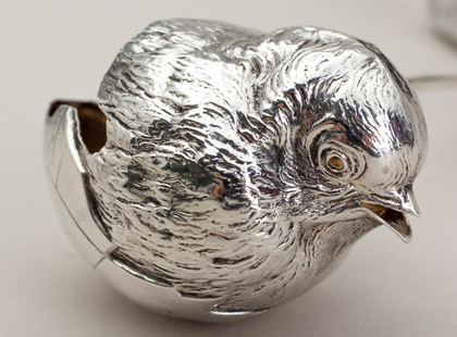 Sampson Mordan Silver Hatching Chick Sugar Spoon/ Baby Feeding Spoon