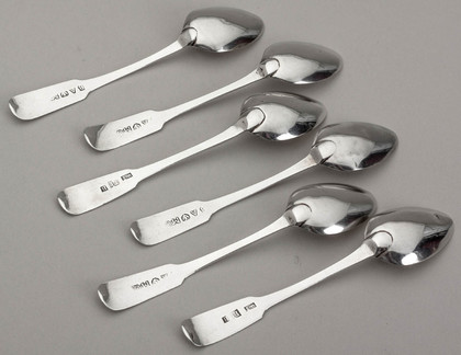Scottish Provincial Silver Oar Pattern Teaspoons (Set of 6) - Banff, John McQueen, William Simpson