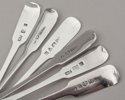 Scottish Provincial Silver Oar Pattern Teaspoons (Set of 6) - Banff, John McQueen, William Simpson