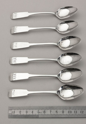 Scottish Provincial Silver Oar Pattern Teaspoons (Set of 6) - Banff, John McQueen, William Simpson