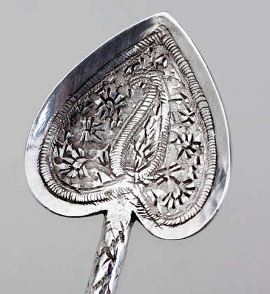 Indian Silver Heart Shaped Teaspoons (Set of 6) - Raj Period