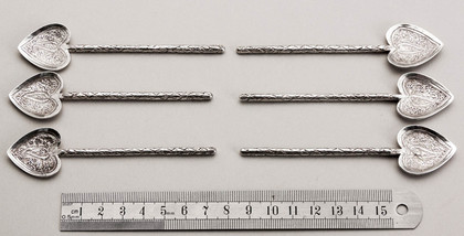 Indian Silver Heart Shaped Teaspoons (Set of 6) - Raj Period