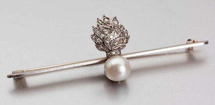 Grenadier Guards Diamond, Pearl and Gold Regimental Sweetheart Brooch