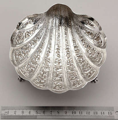 Antique Indian Raj Period Silver Scallop Shell Dish