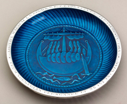 Norwegian Sterling Silver and Enamelled Dish - World War II, David Andersen, Air Vice Marshal Brown