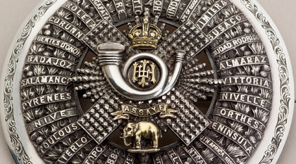 Highland Light Infantry Antique Silver Kilt Sash Brooch - MacKenzie Tartan