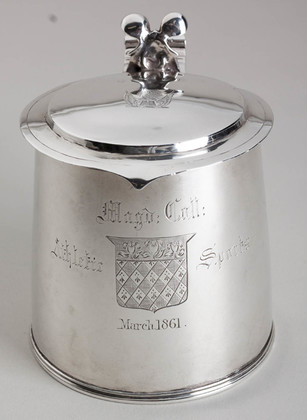 Charles II Silver Flat Lidded Tankard - Oxford University, Magdalen College