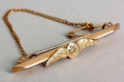 Royal Flying Corps Gold Pilots Wing Sweetheart Brooch - The Great War