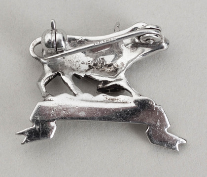 Kenya Regiment Sterling Silver and Marcasite Sweetheart Brooch